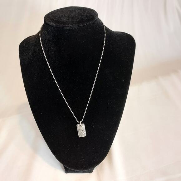 JUDITH JACK 925 Sterling Silver Ball Chain Marcasite Crystal Dog Tag Necklace - Picture 5 of 6